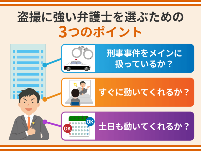 盗撮に強い弁護士を選ぶための3つのポイント